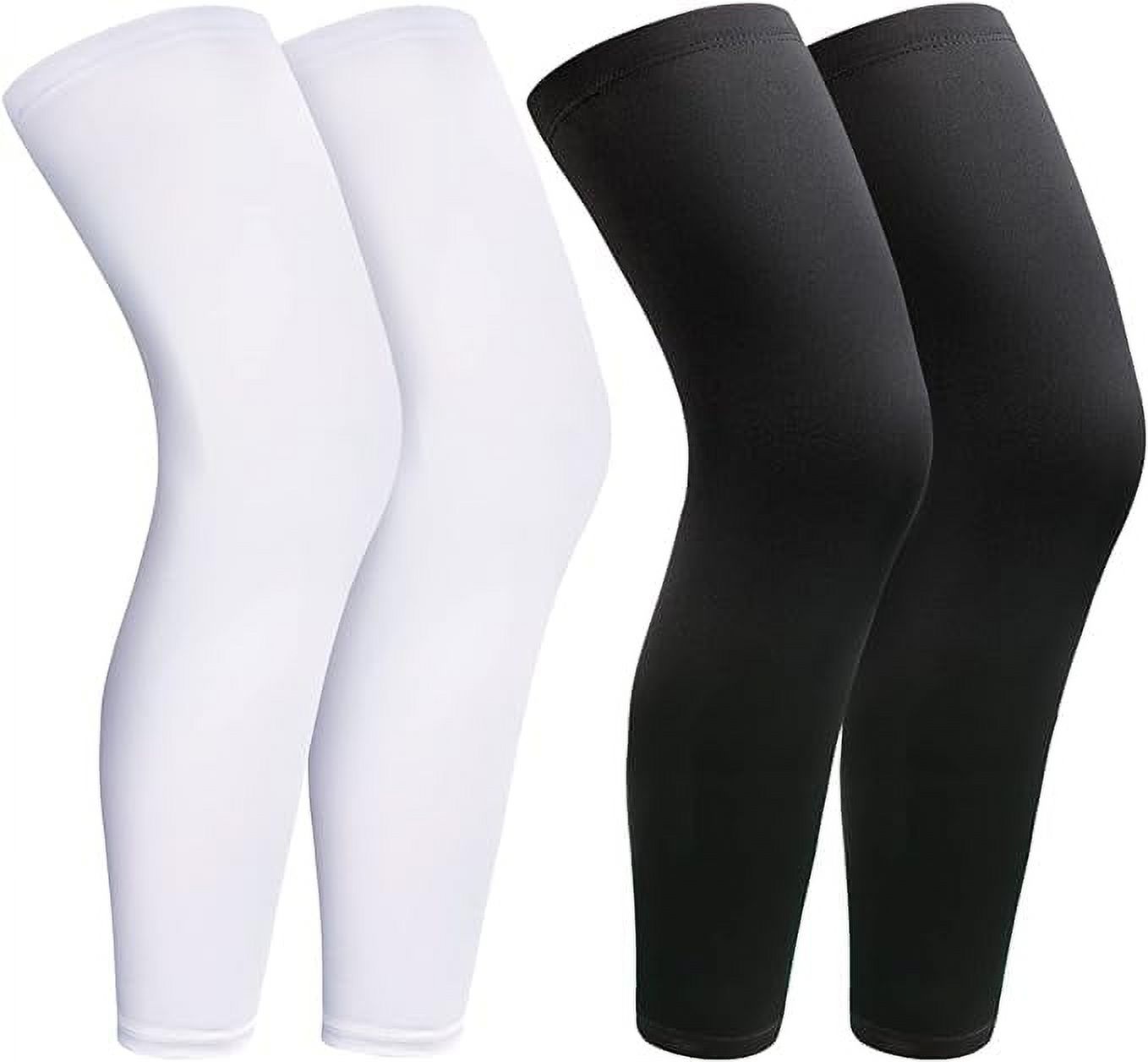 ZDWQFA 2Pairs Leg Sleeves,Full Leg Compression Sleeve,Compression Long Knee Sleeve,Sports Compression UV Long Leg Sleeves with Anti-slip Silicone Strips for Men Women Running Basketball Football